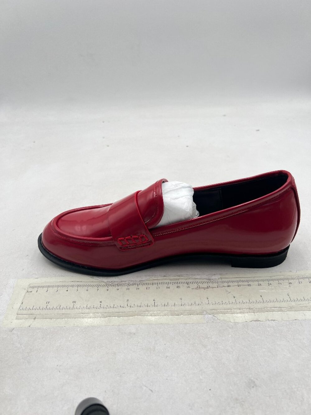 YDN Red Closed Toe Loafers Flats Slip On Low Heels Pumps Retro Office Shoes